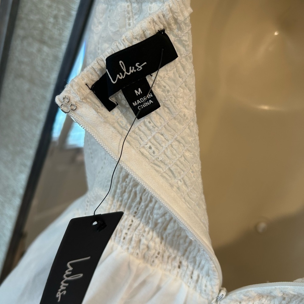 Lulus Perfect White Cotton Sundress NWT SZ M - Picture 3 of 15